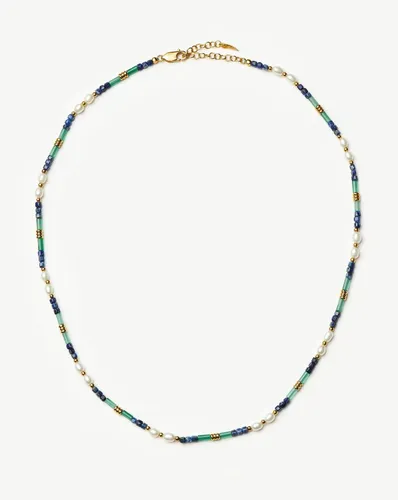 Beaded Gemstone & Pearl Short Necklace | 18ct Gold Plated/Lagoon Blue - Missoma - Modalova