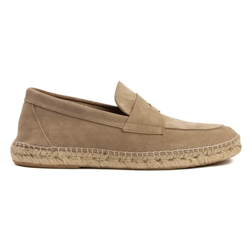 Beige Suede Espadrilles Flat Shoes - Abarca - Modalova