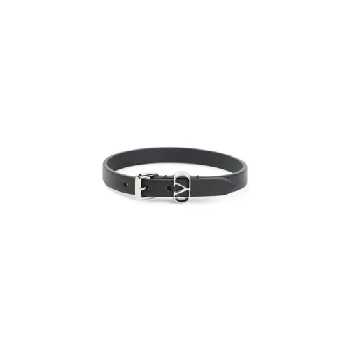 Black Leather Bracelet Stylish Accessory - Valentino Garavani - Modalova
