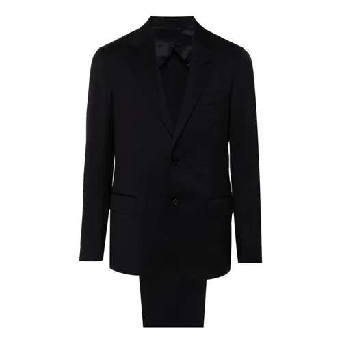 Blue Wool Suit with Brooch Detail - Lardini - Modalova