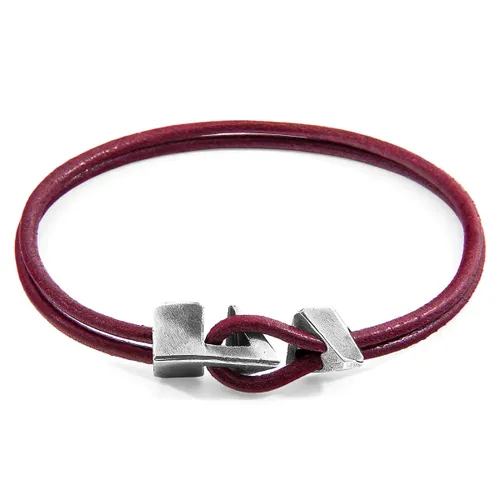 Bordeaux Brixham Silver and Round Leather Bracelet - ANCHOR & CREW - Modalova
