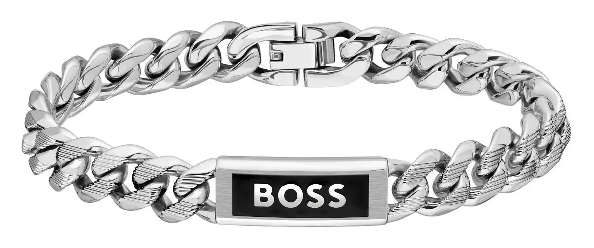 BOSS 1580679M Men's Cuff Chain With Logo Jewellery - BOSS Jewellery - Modalova