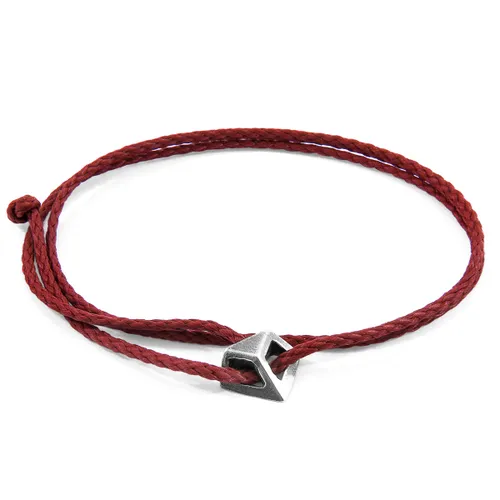 Burgundy Arthur Silver and Rope SKINNY Bracelet - ANCHOR & CREW - Modalova
