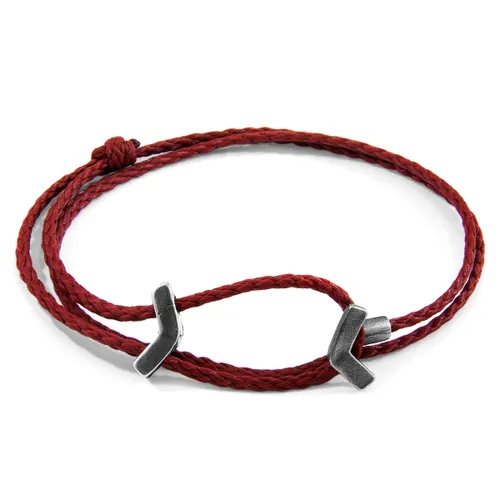 Burgundy William Silver and Rope SKINNY Bracelet - ANCHOR & CREW - Modalova