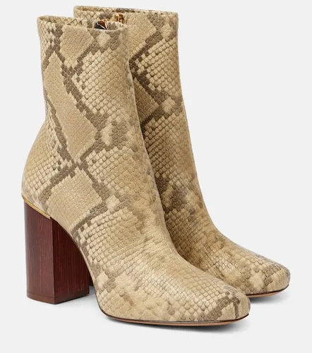 Ambre snake-effect leather ankle boots - Chloe - Modalova