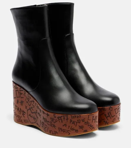 Maxime leather wedge ankle boots - Chloe - Modalova