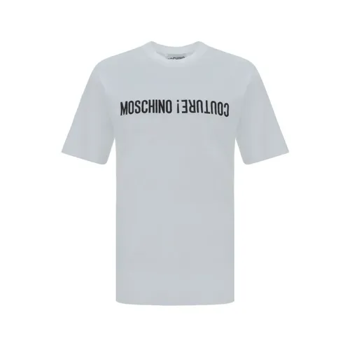 Cotton T-Shirt with Printed Monogram - Moschino - Modalova