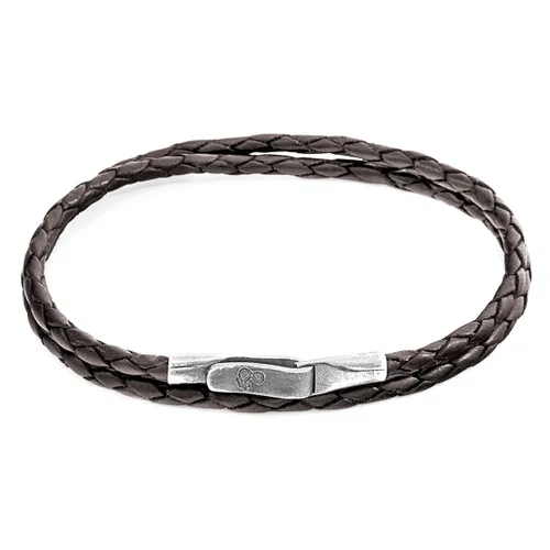 Dark Liverpool Silver and Braided Leather Bracelet - ANCHOR & CREW - Modalova