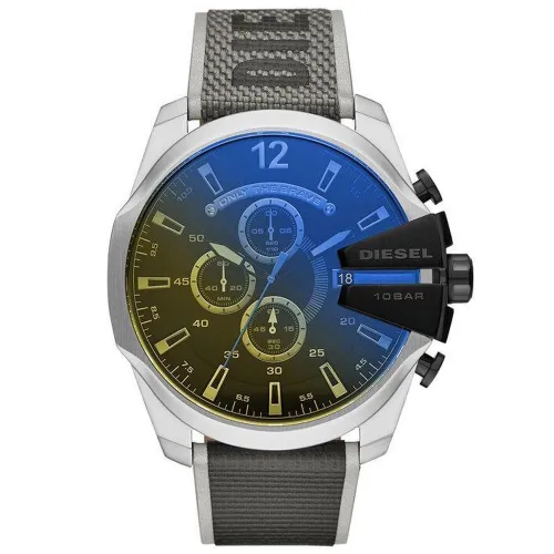 DZ4523 MEGA CHIEF Chrono Oversize 54mm Leather Black Gray Mens Wristwatch - Size One Size - Diesel - Modalova