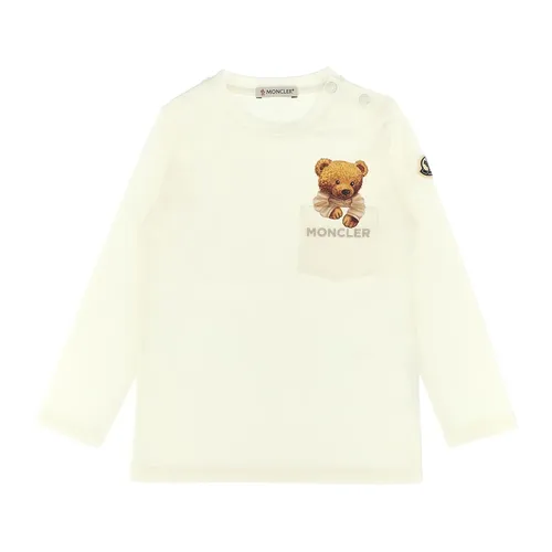 Embroidered Logo Cotton T-shirt - Moncler - Modalova
