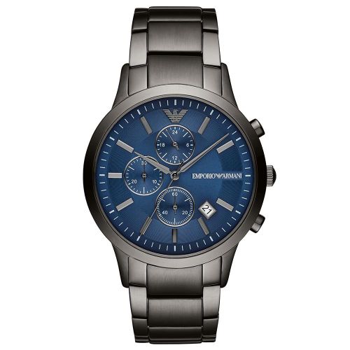 AR11215 Chronograph Blue Dial Gunmetal Strap Men's Watch - Size One Size - Emporio Armani - Modalova