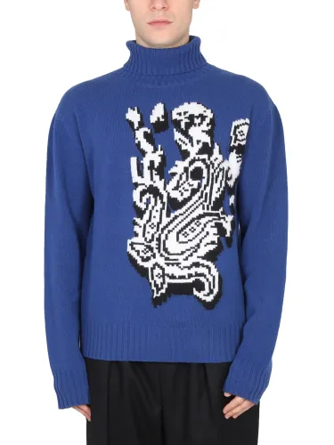 Inlaid jacquard turtleneck sweater - etro - Modalova