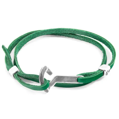 Fern Flyak Anchor Silver and Flat Leather Bracelet - ANCHOR & CREW - Modalova