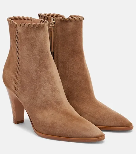 Leather-trimmed suede ankle boots - Gianvito Rossi - Modalova