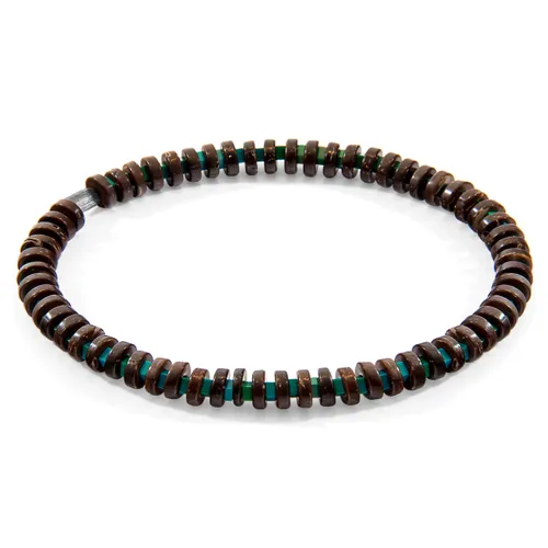 Agate and Brown Coconut Shell Adam Silver and Stone SKINNY Bracelet - ANCHOR & CREW - Modalova