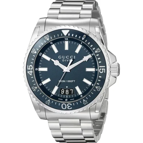 YA136203 Dive Blue Dial Stainless Steel Men's Watch - Size One Size - Gucci - Modalova