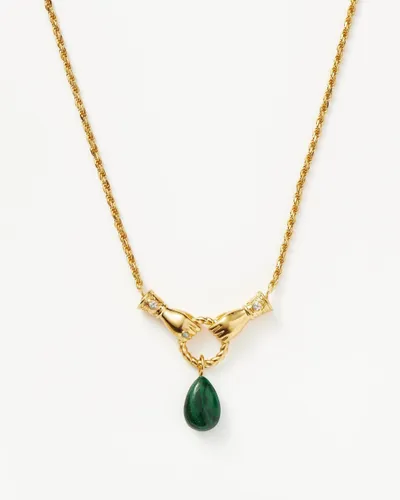 Harris Reed In Good Hands Drop Pendant Necklace | 18ct Gold Plated/Malachite & Pearl - Missoma - Modalova