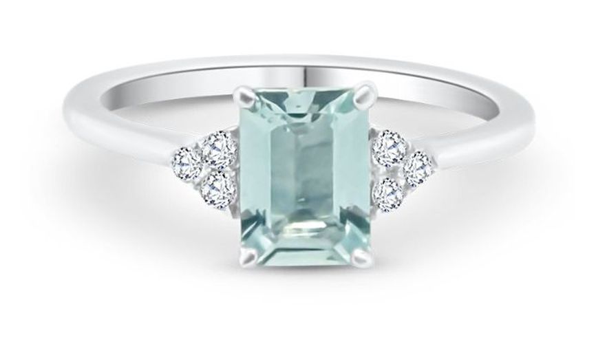 SL9309 Aquamarine And Diamond 9ct White Gold Jewellery - James Moore - Modalova