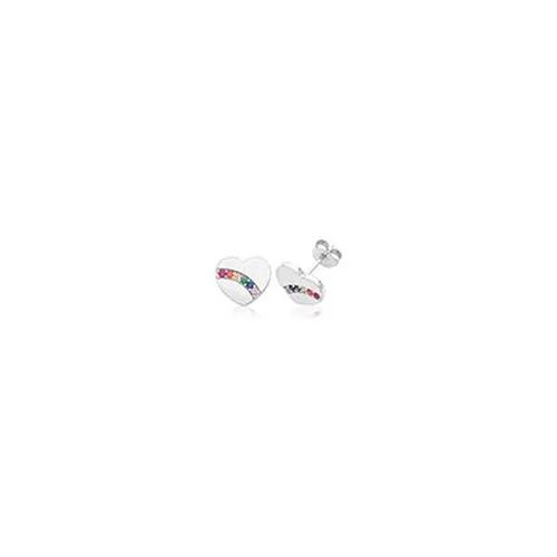G51353 Silver Rainbow Cz Insert Stud Earrings Jewellery - James Moore TH - Modalova