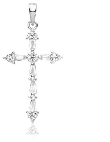 G61131 Silver Fancy Cubic Zirconia Cross Jewellery - James Moore TH - Modalova