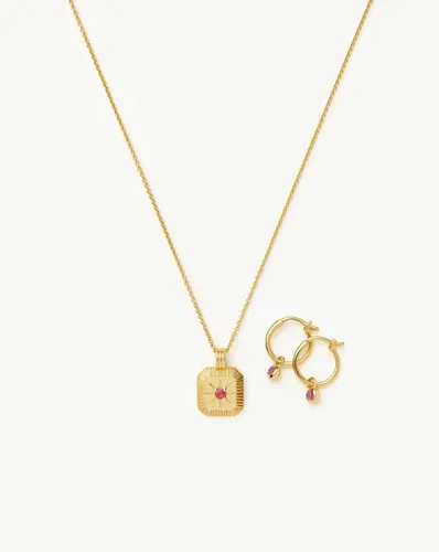 July Birthstone Necklace & Charm Earrings Set | 18ct Gold Vermeil/Glass Filled Ruby - Missoma - Modalova