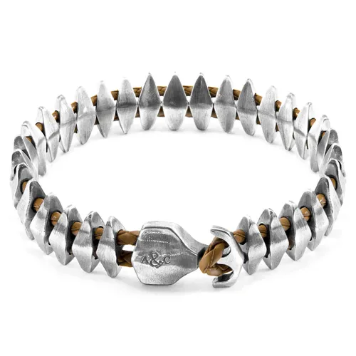 Light Delta Anchor Maxi Silver and Braided Leather Bracelet - ANCHOR & CREW - Modalova