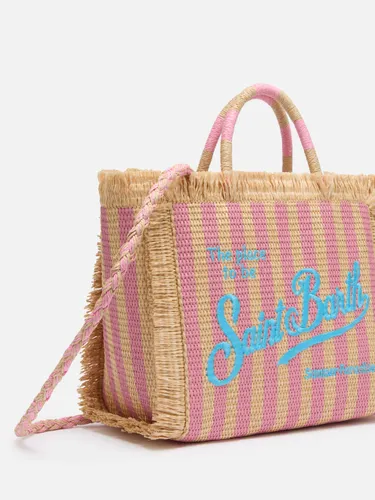 Colette Straw Effect Handbag With Striped Print Bag - Unisex - Mc2 Saint Barth - Modalova