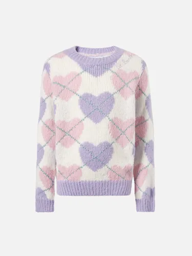Crewneck Sweater With Heart Argyle Jacquard - Mc2 Saint Barth - Modalova