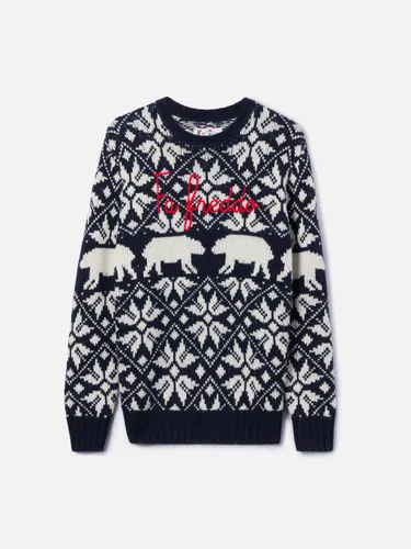 Man Sweater Bombardino With Norwegian Jacquard And Fa Freddo Embroidery - Men - Mc2 Saint Barth - Modalova