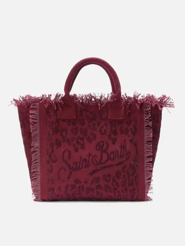 Regular Vanity Canvas Bag Leopard Print With Rhinestones - Unisex - Mc2 Saint Barth - Modalova