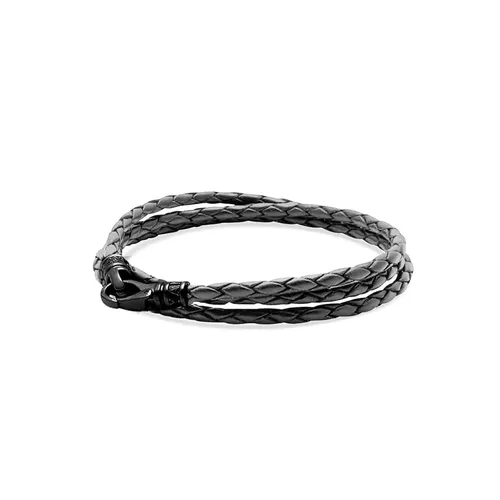 Men's Grey Metallic Wrap Around Leather Bracelet - Nialaya - Modalova