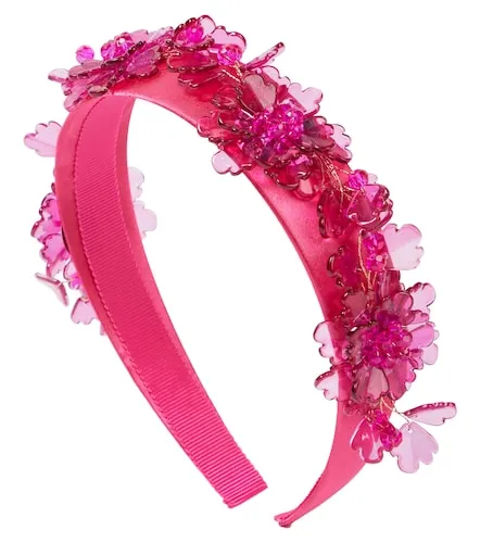 Floral embellished satin headband - Monnalisa - Modalova