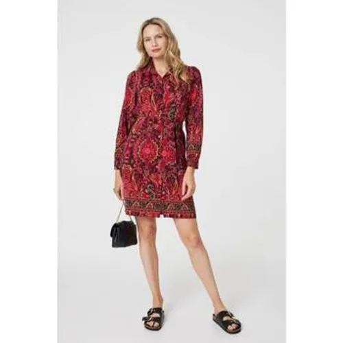 Mosaic Print Long Sleeve Short Shirt Dress women's Dress in - Izabel London - Modalova