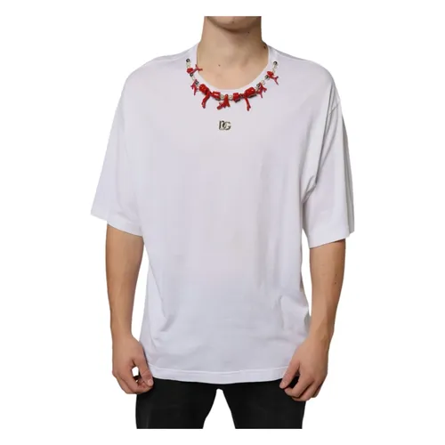 Necklace Embellished T-shirt - Dolce & Gabbana - Modalova