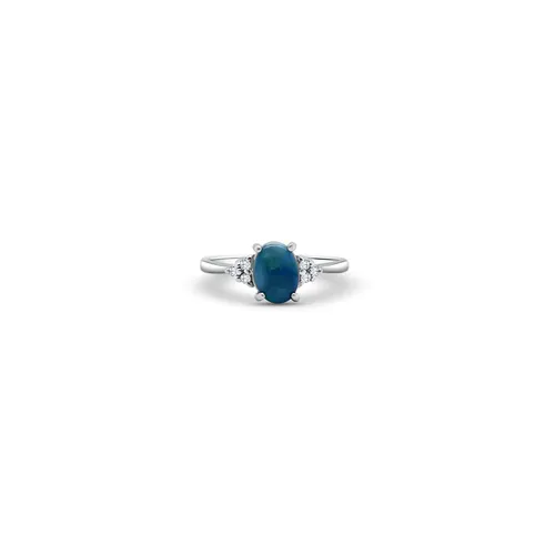 J40114 9ct White Gold Opal Diamond Doublet Ring Jewellery - Pre-owned - Modalova