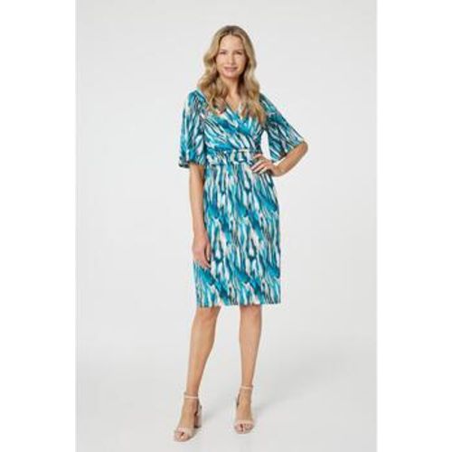 Printed 1/2 Angel Sleeve Faux Wrap Dress women's Dress in - Izabel London - Modalova