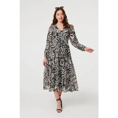 Printed Layered Long Sleeve Maxi Dress women's Long Dress in - Izabel London - Modalova