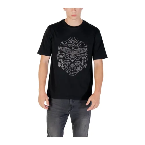 Printed Short Sleeve Round Neck T-Shirt - Gianni Lupo - Modalova