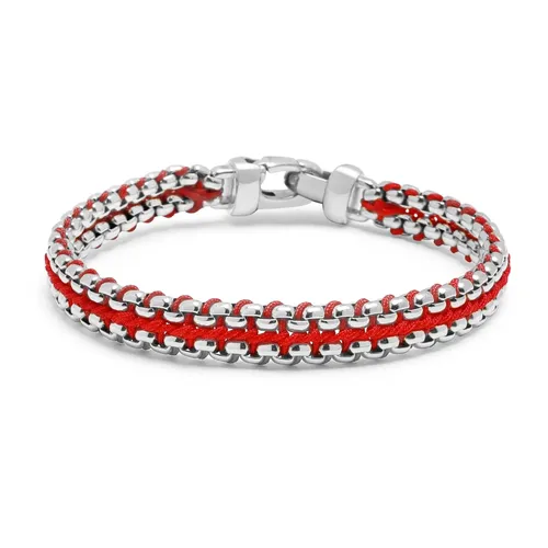 Red Woven Box Chain Bracelet in Silver - Nialaya - Modalova