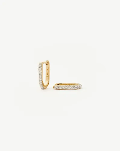 Solid Gold Diamond Ovate Mini Hoop Earrings | 14ct Solid Gold/Diamond - Missoma - Modalova