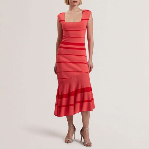 Coral Tilleea Square Neck Stripe Knit Dress - Size 14 - Ted Baker - Modalova