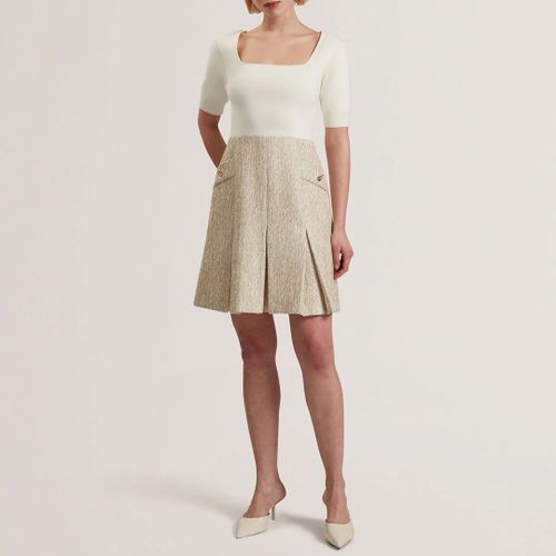 Ivory Vulpad Knit Bodice Boucle Mini Dress - Size 14 - Ted Baker - Modalova