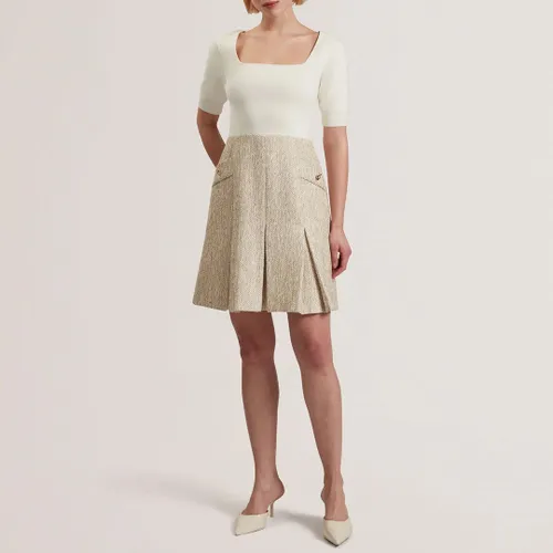 Ivory Vulpad Knit Bodice Boucle Mini Dress - Size 8 - Ted Baker - Modalova