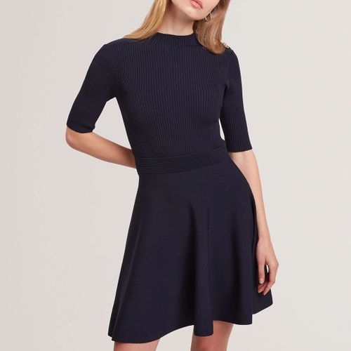 Lilano Ribbed Knit Button Detail Skater Dress - Size 12 - Ted Baker - Modalova