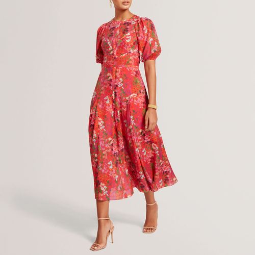Sianna Blossom Print Puff Sleeve Midi Dress - Size 10 - Ted Baker - Modalova