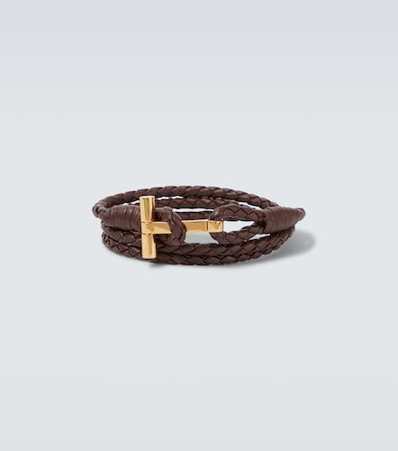 Tom Ford T braided leather bracelet - Tom Ford - Modalova